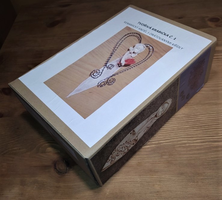 Tvořivá krabička - keramický anděl s drátovanými křídly 1/6
