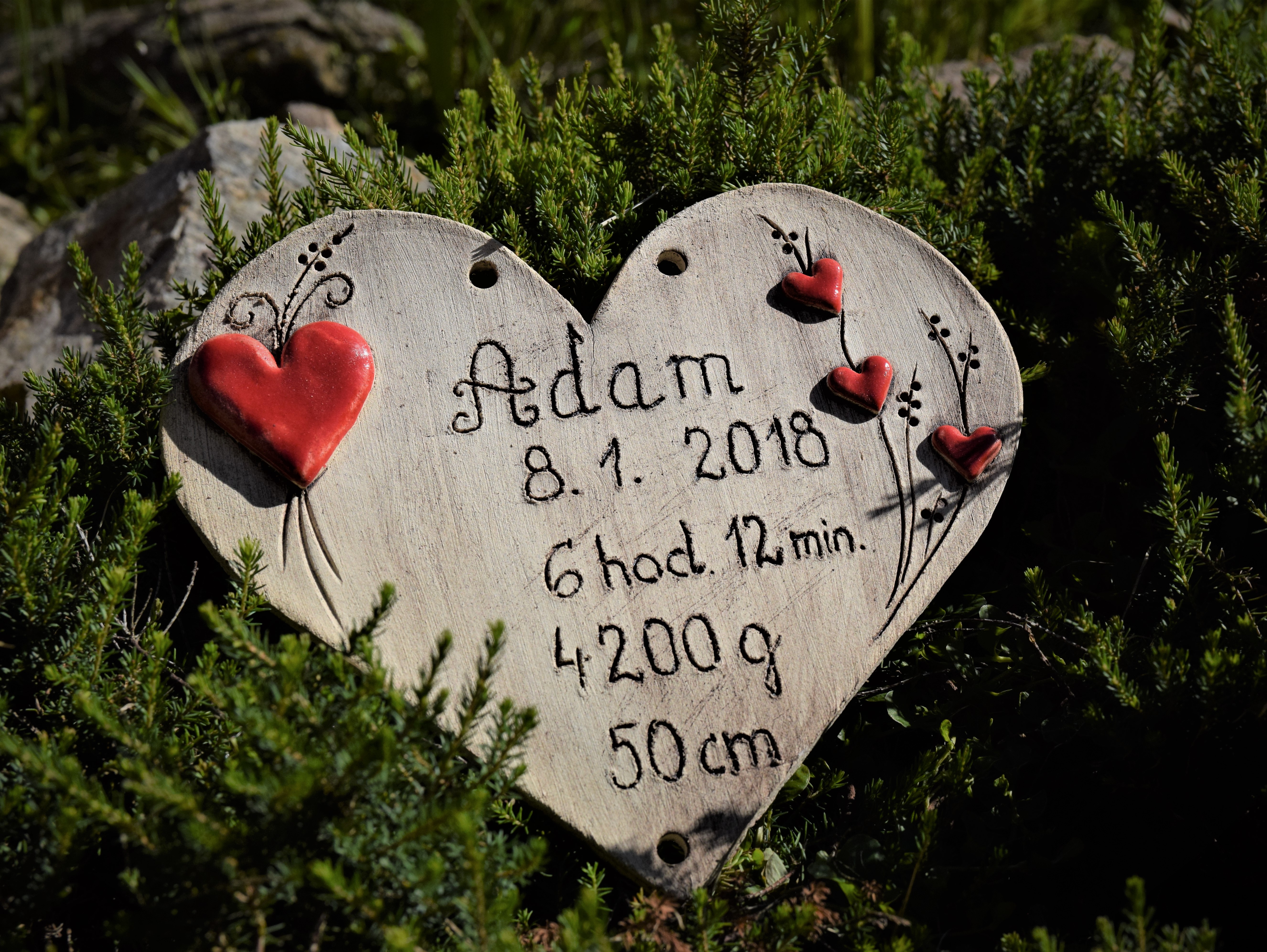 Srdce s textem I. - k narození dítěte